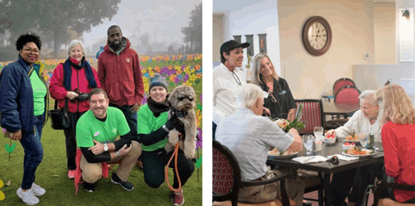 Collage of staff, volunteers and residents in differnt activities