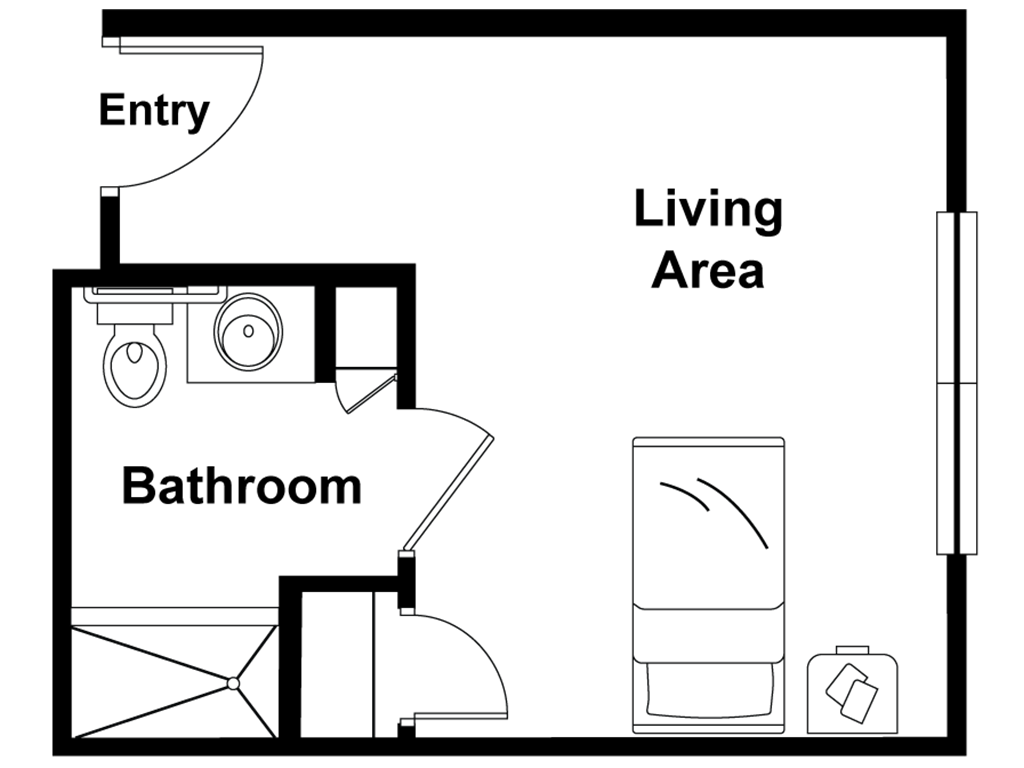Studio Floor Plan, 260 sq ft