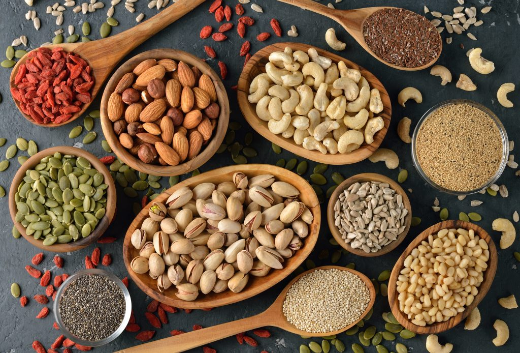 Stock image of various nuts and grains
